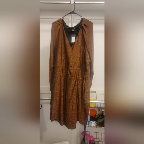 city chic brown dress ONEIDA – Mock Neck Midi Dress with Faux Leather Skirt main image 0